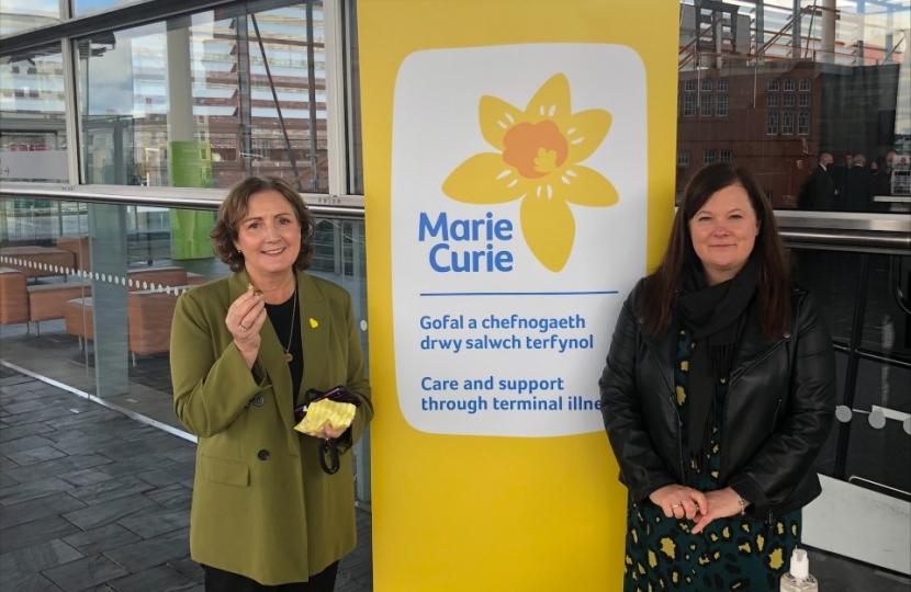 Photo: Janet Finch-Saunders MS at the Marie Curie Senedd event.  