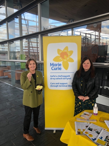 Photo: Janet Finch-Saunders MS at the Marie Curie Senedd event.  